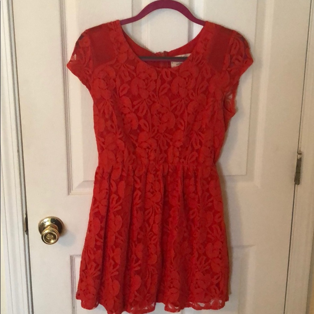 Coral Red Lace Dress